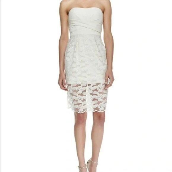 BCBGMazAzria NEW Adrianna Strapless Lace Dress in Ivory Size 8 - Picture 2 of 6